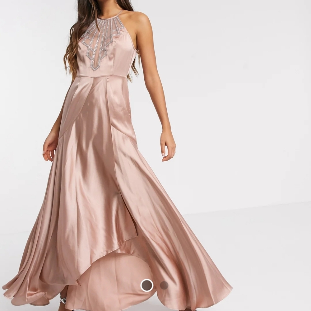 ASOS Blush Pink Satin Maxi Dress